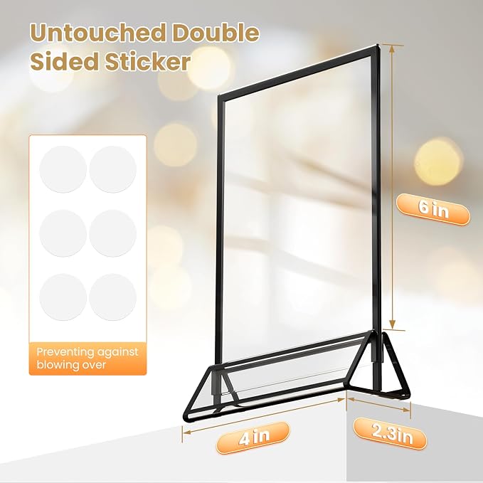 Acrylic Sign Holder 4X6 Black Picture Frame Double-Sided -6 Pack | Sign Stand - Image 2