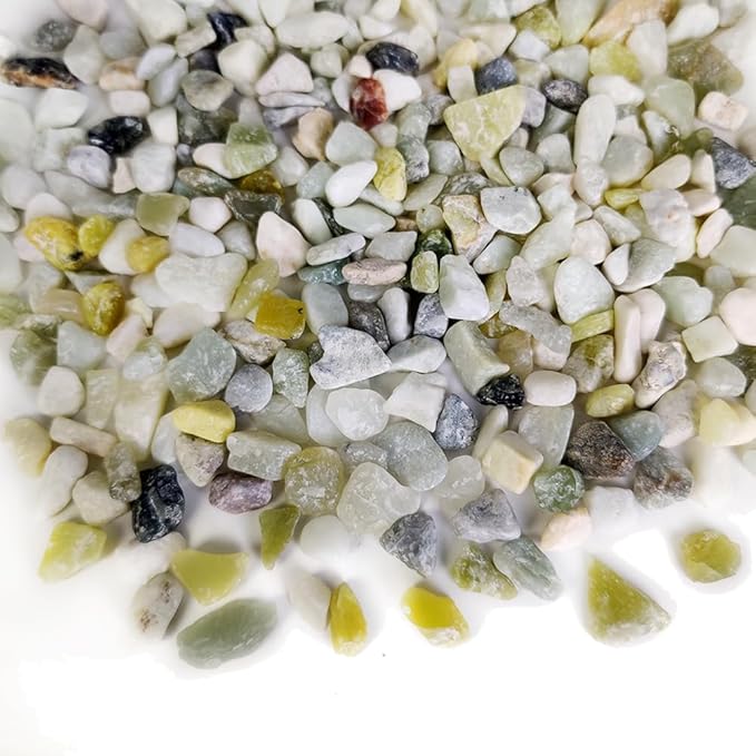 1.1 LB Natural Small Jade Gravels Mini River Rocks, Light Green Mix | - Image 8