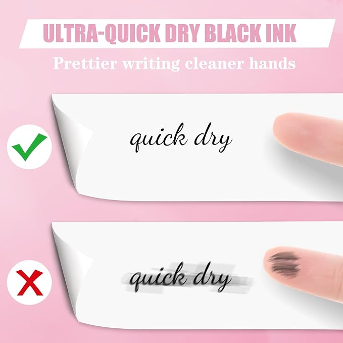 Piochoo Aesthetic Pens, No Smudge Quick Dry Smooth Writing Pens, Cute Black Ink - Image 3