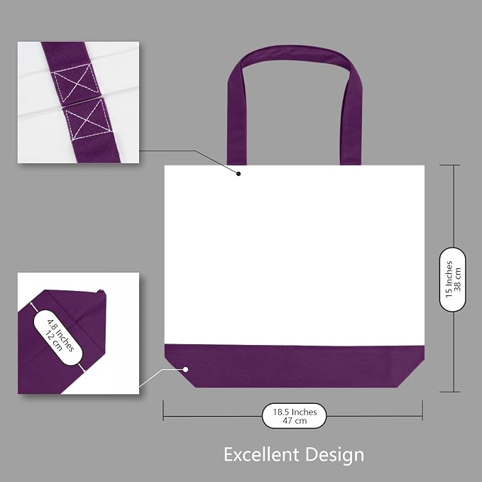 TOPDesign 1-Pack Super Strong Large 12oz Cotton Canvas Tote Bag, Reusable - Image 4