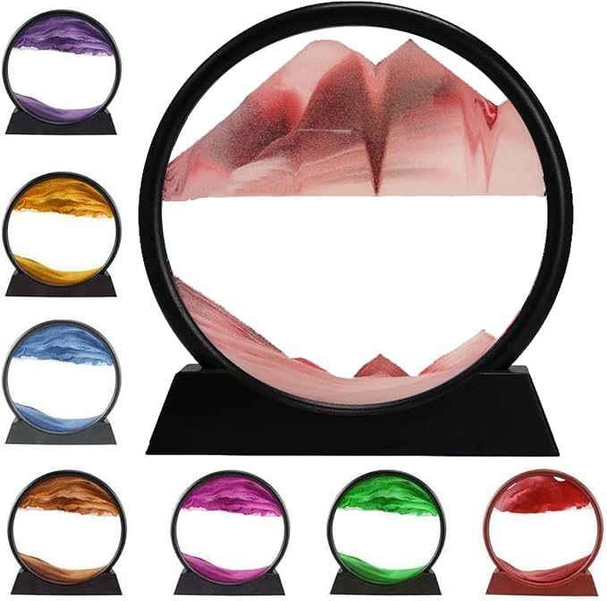 rysnwsu 3D Dynamic Sand Art Liquid Motion, Moving Sand Art Picture Round Glass by rysnwsu