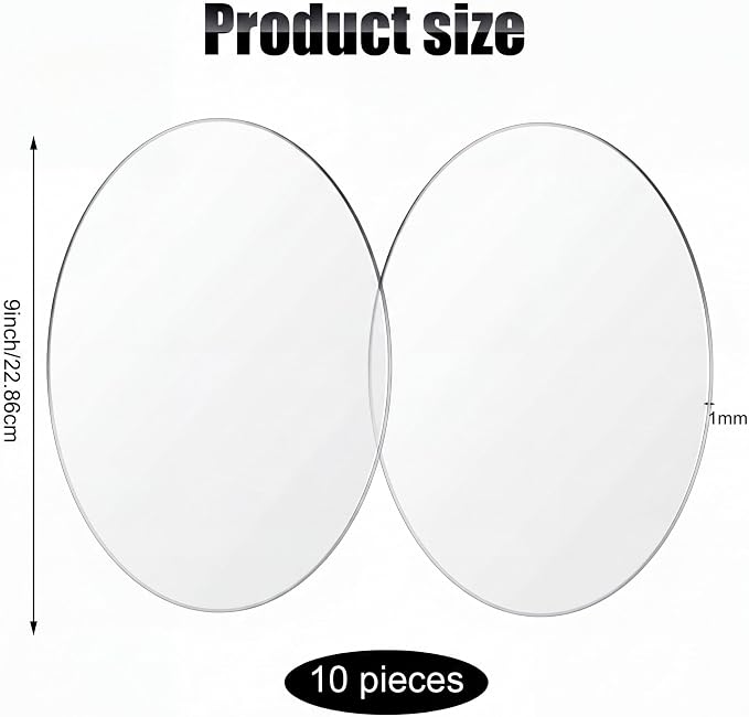 Yalikop 10 Pcs 9 Inch Acrylic Circle Blanks Clear Disc Round Transparent - Image 2
