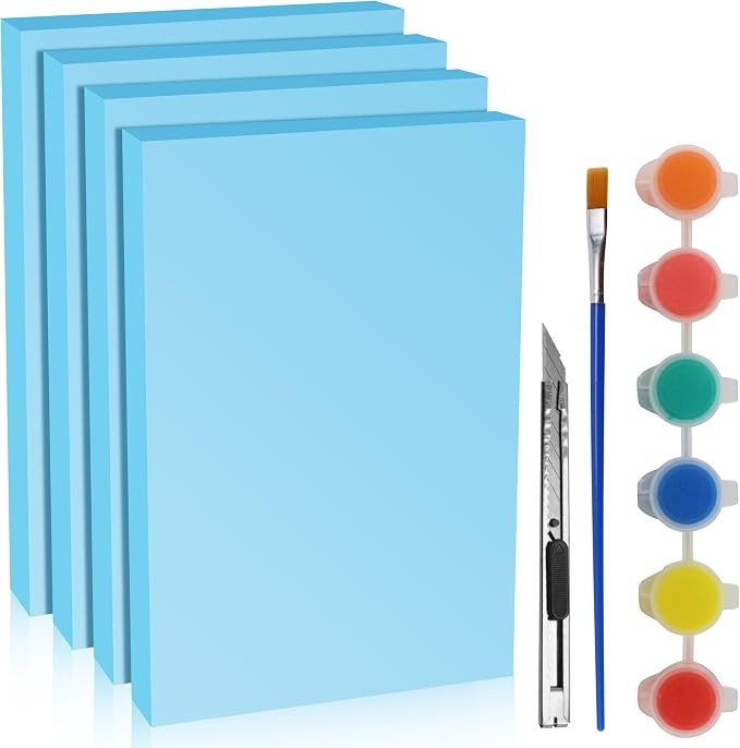 LuckyFoam Blue 4 Pack 12x7.5x1 inch Foam Sheets 1 Inch Thick | Polystyrene by LuckyFoam