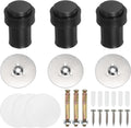 PATIKIL 3Set Round Door Stoppers, 60mm Stainless Steel Door Stop Doorstop Wedge Metal Cylinder Self Adhesive with Screw for Bottom of Door Floor Inside, Black