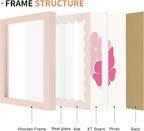 6x8 Picture Frame with Wavy Mat, Wooden Real Glass 6 x 8 Photo Frame - Image 5