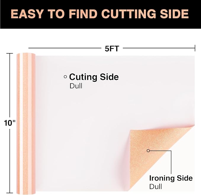 Blush Glitter HTV Heat Transfer Vinyl Roll 12inch x 5 ft - Image 2