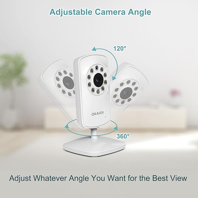 OKAIDI Video Baby Monitor with 2 Cameras, 2.4'' Portable Travel Screen, 1000ft Long Range Transmission, Baby Monitor No WiFi, Infrared Night Vision, VOX Mode