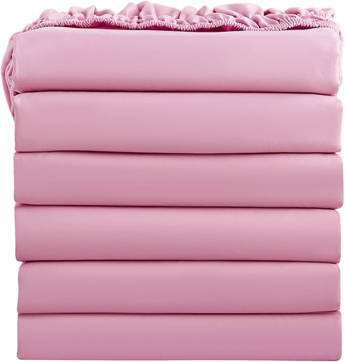 FreshCulture King Fitted Sheets, Bulk Pack of 6, Deep Pocket, Soft Microfiber by FreshCulture