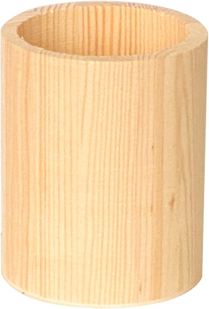 Cregugua 12-Pack 4 Inch Round Wood Pen Holder Unfinished Wooden Pencil Holder - Image 2