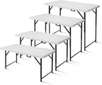 4ft Folding Table, Portable Fold-in-Half Adjustable Height Utility Table - Image 3