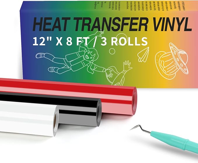 HTVRONT HTV Vinyl Rolls Black White and Red Heat Transfer Vinyl by HTVRONT