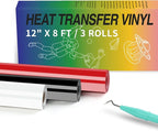 HTVRONT HTV Vinyl Rolls Black White and Red Heat Transfer Vinyl by HTVRONT