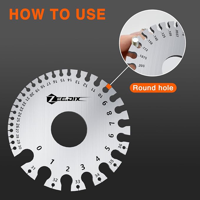 ZeeDix Standard Dual-Sided Round Wire Cable Sheet Gage | Stainless Steel Metal - Image 6