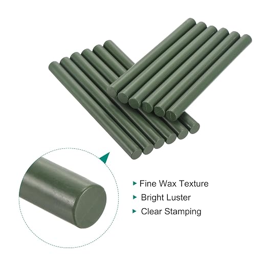 MECCANIXITY 12 Pcs Olive Green Cylinder Sealing Wax Stick Glue Gun Wax Seal Rod - Image 3