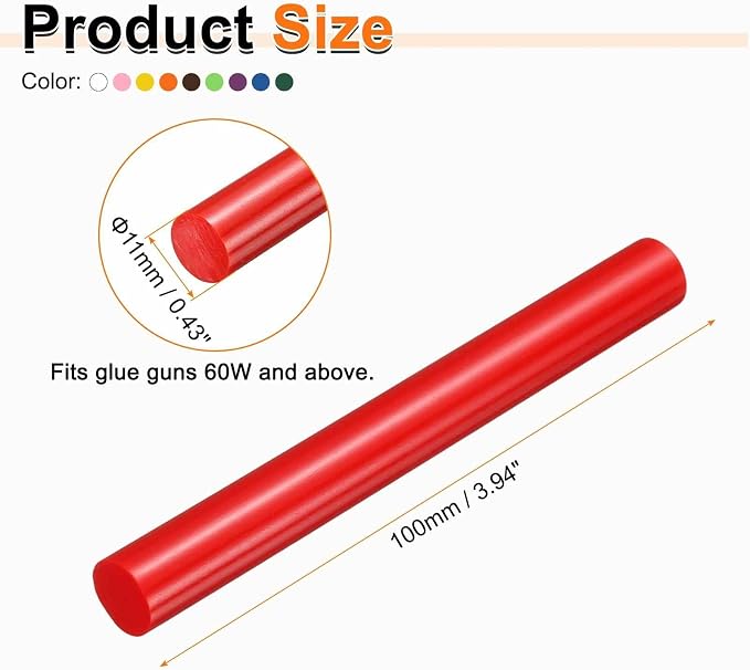 HARFINGTON 10pcs Hot Glue Sticks 0.43" Dia x 3.94" Long EVA Mini Hot Melt - Image 2