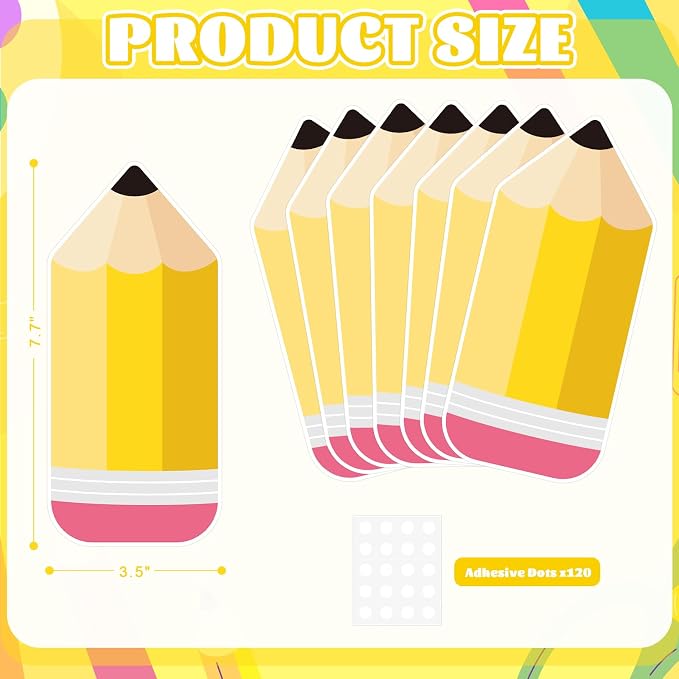 54Pcs Pencil Cutouts Pencil Name Tags, Classroom Pencils Themed Bulletin Board - Image 2