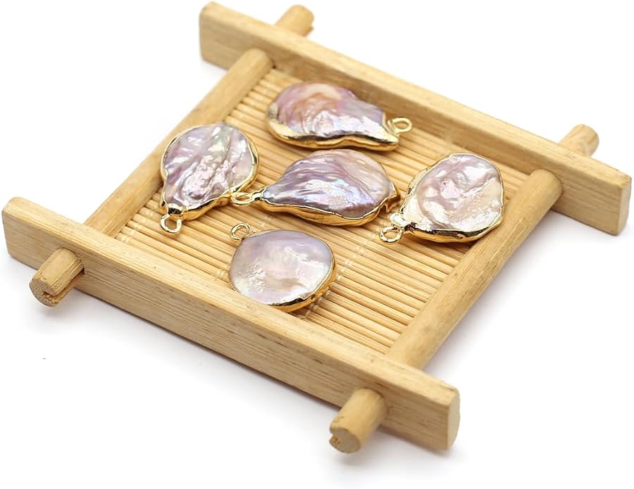 5 Pcs Natural Pearl Pendants Irregular Freshwater Pearl Pendant Charms - Image 4