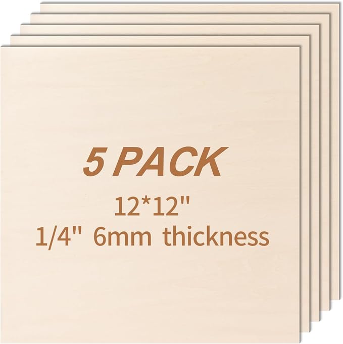 5 Pack-12x12'' Basswood Sheets 1/4 by Unknown