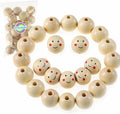 Wooden Beads 1 Inch/25mm Smile Smiley Face Large Hole Round Wooden Beads by Toyvian