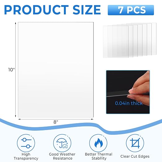 TKOnline 7 PCS Plexiglass Sheets, Invitations, Poster Frames Plastic Board - Image 2