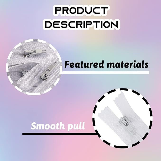 Zippers, DOITEM 72 pcs 40cm/16 Inch Multicolor Nylon Coil Zippers - Image 4