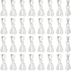 PH PandaHall 100pcs Pendant Chain Connector Silver Brass Pinch Bails Pinch Clip by PHPandaHall