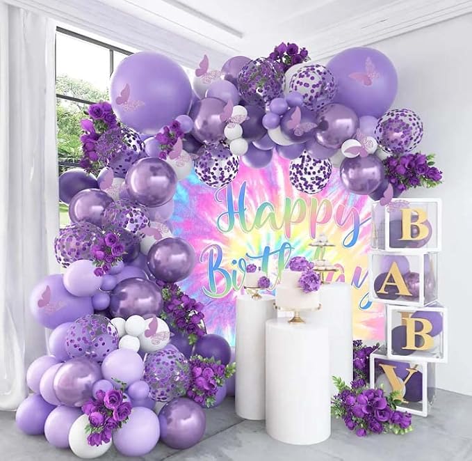 8x6ft Tie Dye Happy Birthday Backdrop Macaron Pastel Girls Birthday Background - Image 9