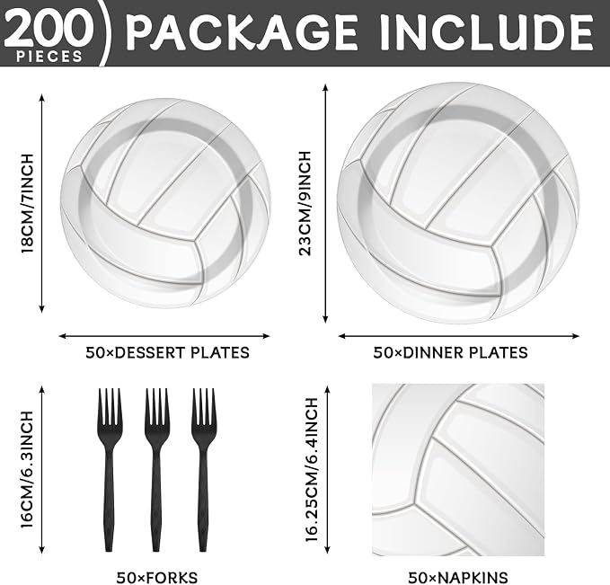 Qyeahkj 50 Guests Volleyball Plates and Napkins Party Supplies Volleyball - Image 2