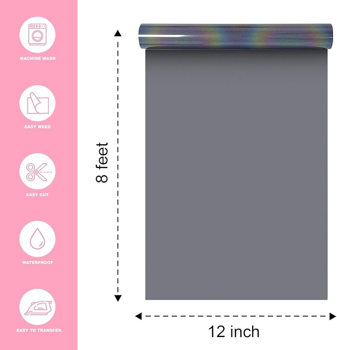 Rainow Reflective Heat Transfer Vinyl 12" x 8 ft HTV - Image 2
