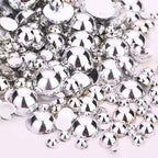 1000PCS Mixed Sizes 3/4/5/6/8/10mm Flatback Half Round Pearls Gems by Unknown