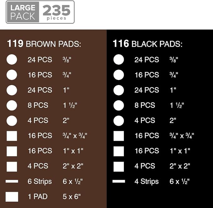 235 PCS Felt Furniture Pads Brown & Black X-Protector - Image 5