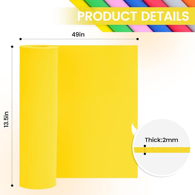 Do²ping Yellow Eva Foam Sheets roll, 2mm eva Craft Foam 49''x13.5'' High - Image 2