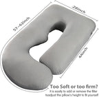 Elover Pregnancy Pillows, U-Shape Full Body Pillow Cooling Cover Dark Grey - Image 6