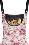Pink Flowers Clothespin Bag Laundry Hanging Storage Organizer Clothes Pin Hanging Bag with Rope Clothespin Holder with an Space-Saving Opening for Clothesline Outdoor