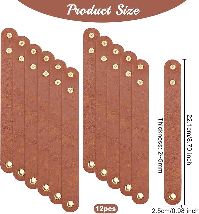 OLYCRAFT 12pcs Adjustable Leather Bracelets 8.6x1 Inch Blank Genuine Leather - Image 2