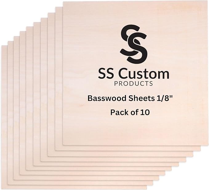 Basswood Sheets for Crafts 1/8 inch, 3mm Plywood Sheets for Laser Cutting by SSCustomPRODUCTS