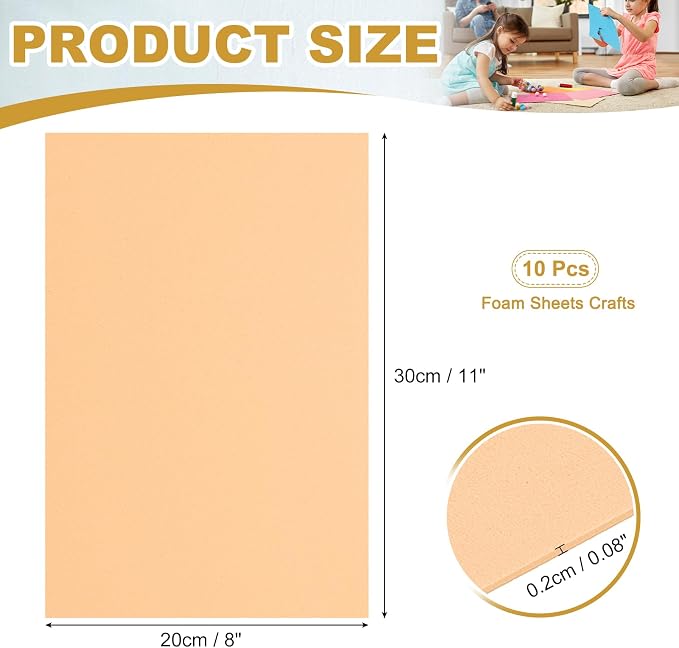 uxcell 10 Pcs Beige EVA A4 Foam Sheets Crafts, 12 x 8 Inch Foam Paper - Image 2