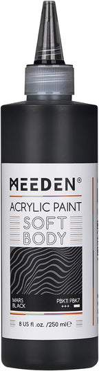 MEEDEN Mars Black Acrylic Paint: Matte Finish 250ml/8.45oz Soft Body Bulk by MEEDEN