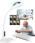 12X Magnifying Glass with Light and Stand, Real Glass, LED 5 Color Modes by RackydigPro
