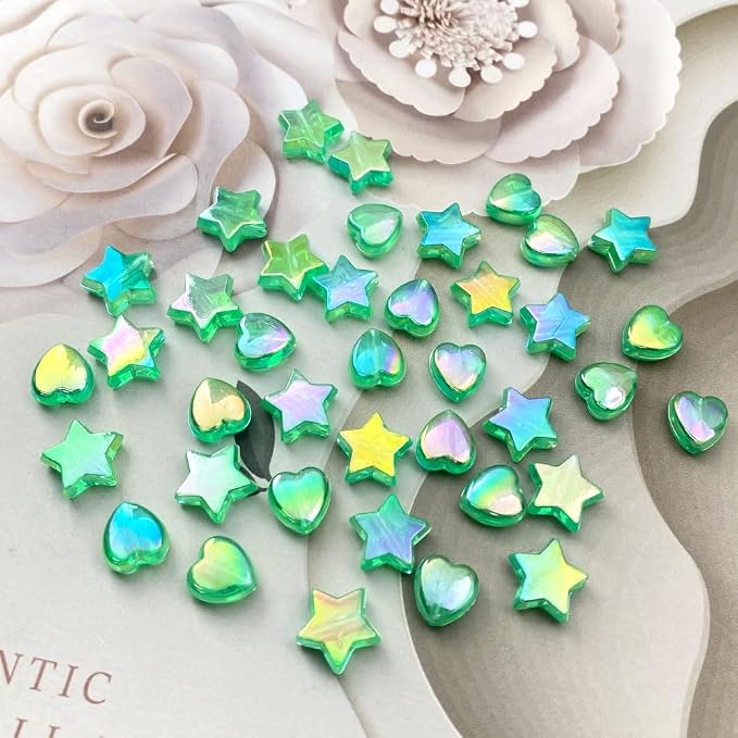 600 PCS Acrylic Heart Star Shape Beads Clear AB Colors Plastics Loose Spacer - Image 2