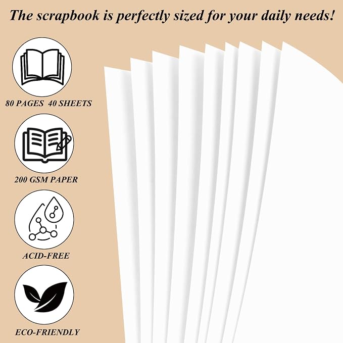 Joyberg Scrapbook 80 Pages, Scrapbooking Supplies 8 x 8 In, Scrapbook Album - Image 4