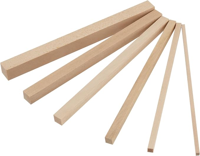 215 PCS Basswood Sticks, Hardwood Square Dowels, Unfinished Wooden Dowels - Image 7