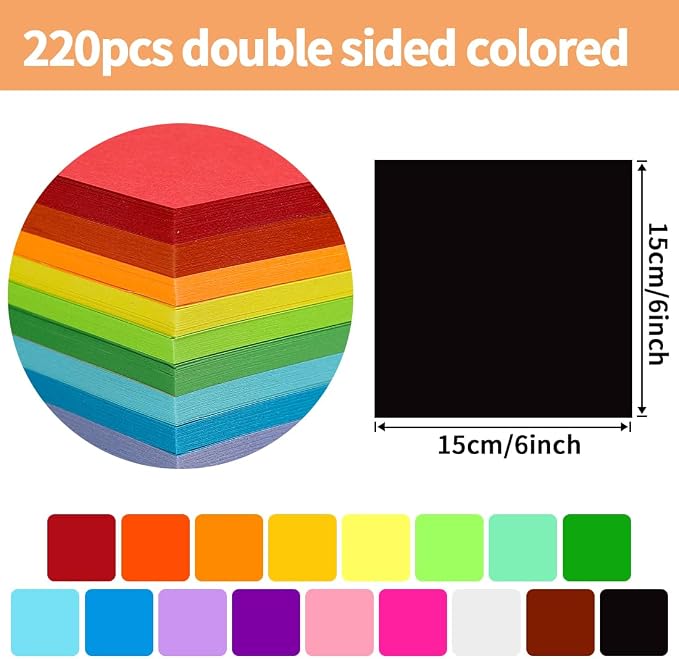 Praisebank Black Origami Paper, Double Sided Color, Origami Paper Kit - Image 2