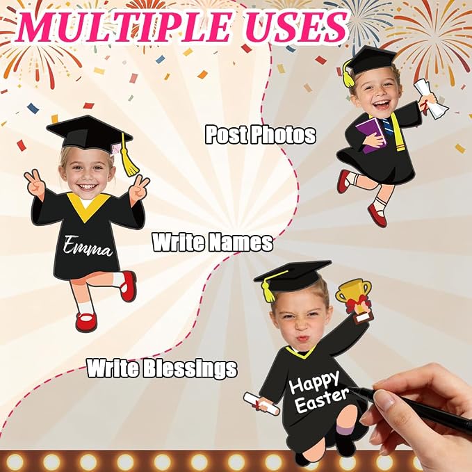 90 Set Graduation Hat Gown Cutout Graduation Bulletin Board Decoration Black - Image 3