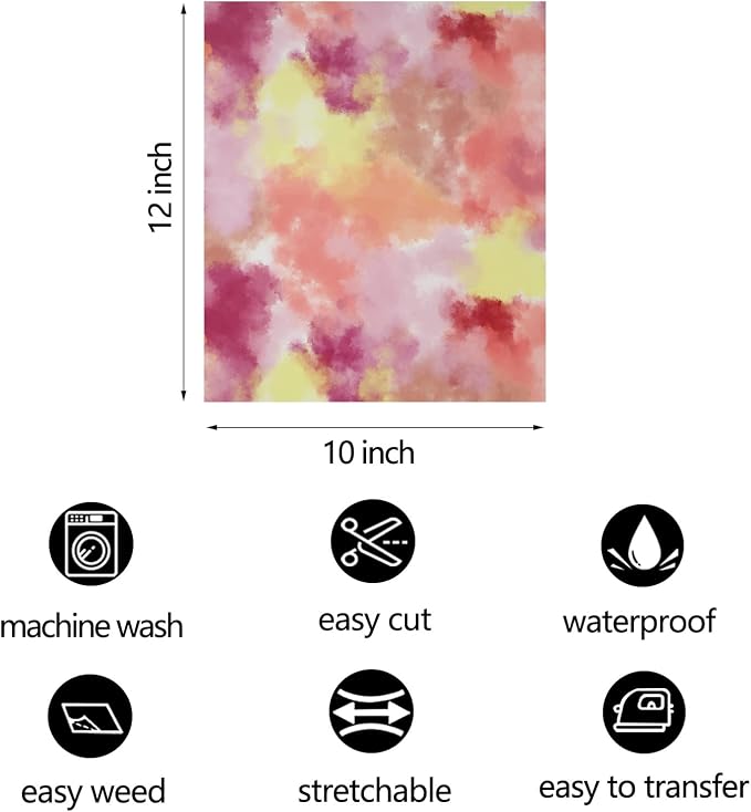 FUNKAKA Tie Dye HTV Heat Transfer Vinyl Bundle, 10 Sheets HTV Vinyl - Image 3