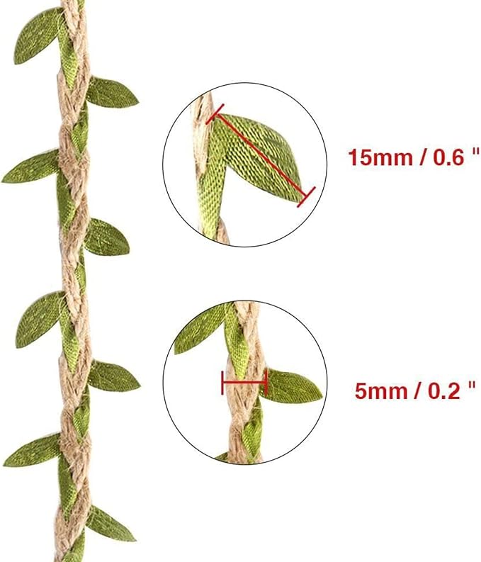 33 feet Natural Twine Red Leaf Jute 3ply 2MM Rope Hemp Burlap Ribbon String - Image 8