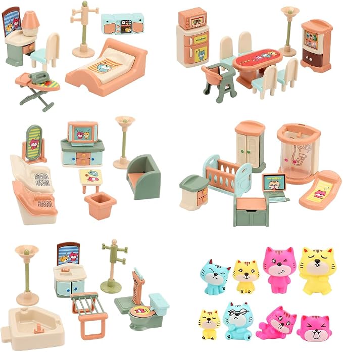 BananMelonBM 50 Pack Kids Little Dollhouse Furniture Set Toys House Big Dreams by BananMelonBM