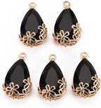 FASHEWELRY 50Pcs Faceted Teardrop Glass Charms Transparent Crystal Drop Pendants by FASHEWELRY