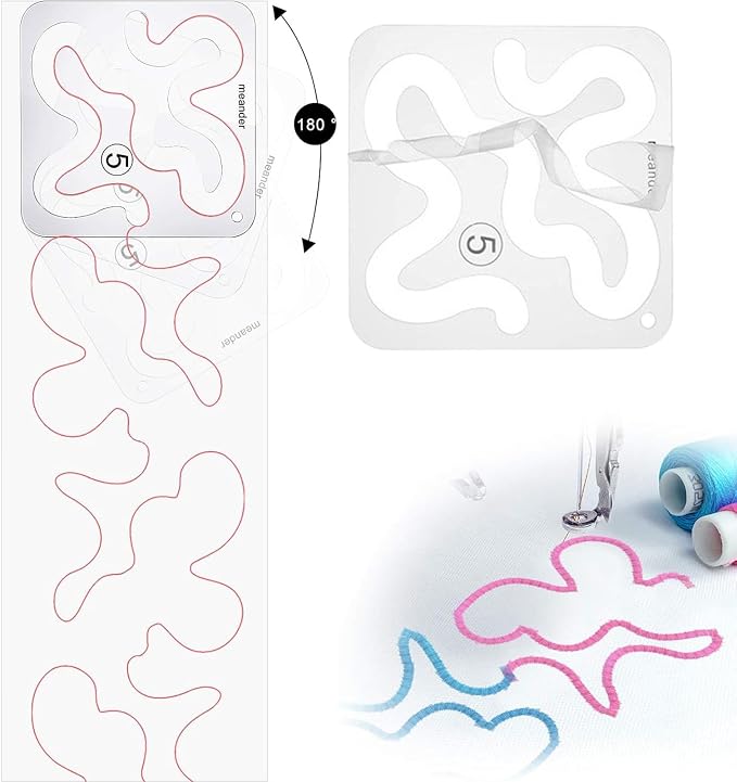 Henmany Free Motion Quilting Templates: Acrylic Quilting Ruler Set Beginner | - Image 3