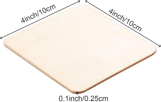 ZOENHOU 150 PCS 4 x 4 Inch Unfinished Wood Squares Bulk, Blank Basswood Sheets - Image 2